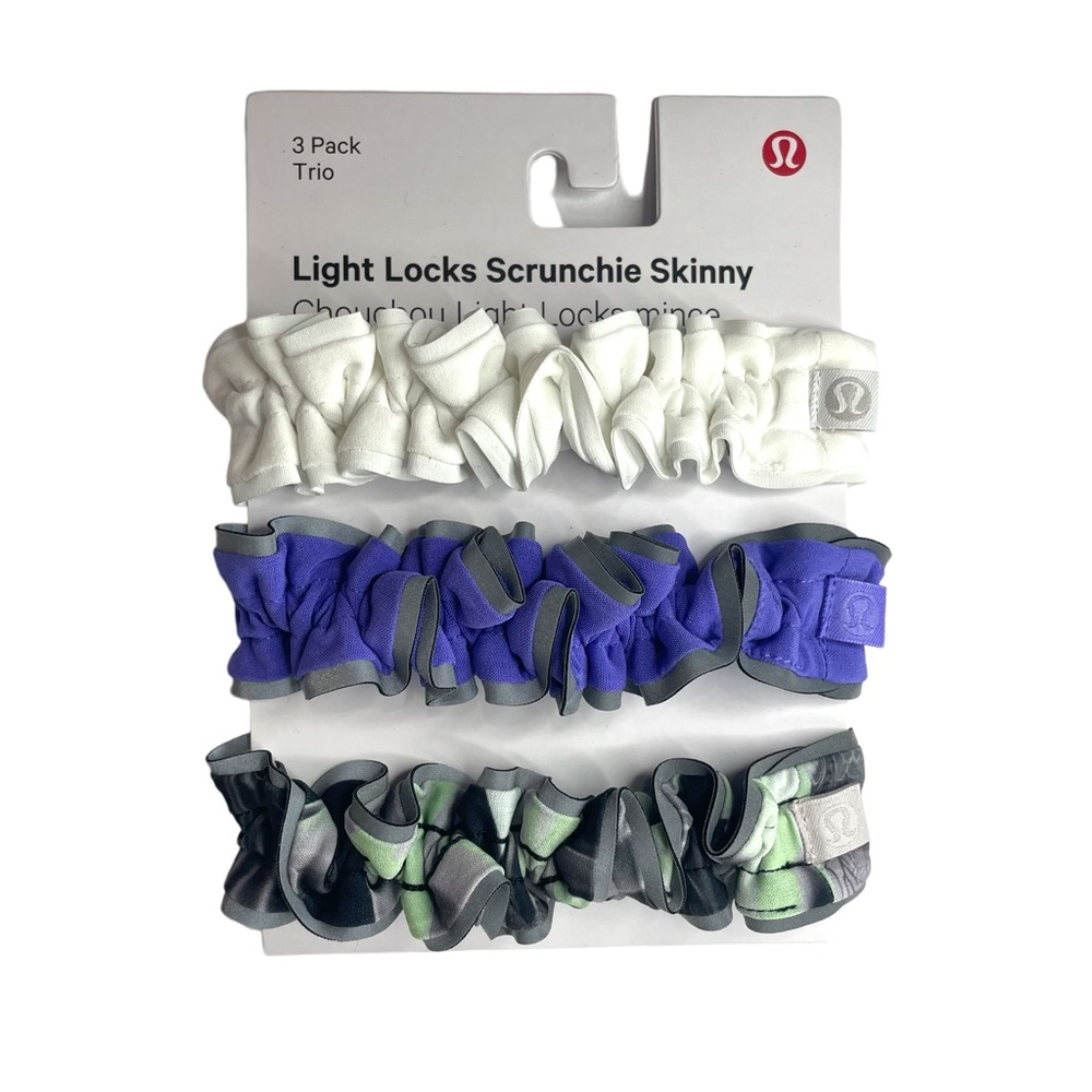 Lululemon Light Locks Hair Scrunchie Skinny 3 Pack Brand New Multi Color